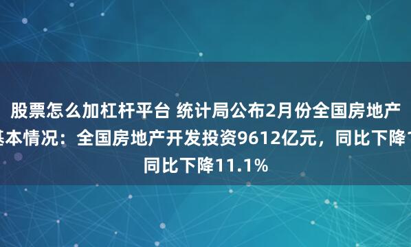 股票怎么加杠杆平台 统计局公布2月份全国房地产市场基本情况：全国房地产开发投资9612亿元，同比下降11.1%